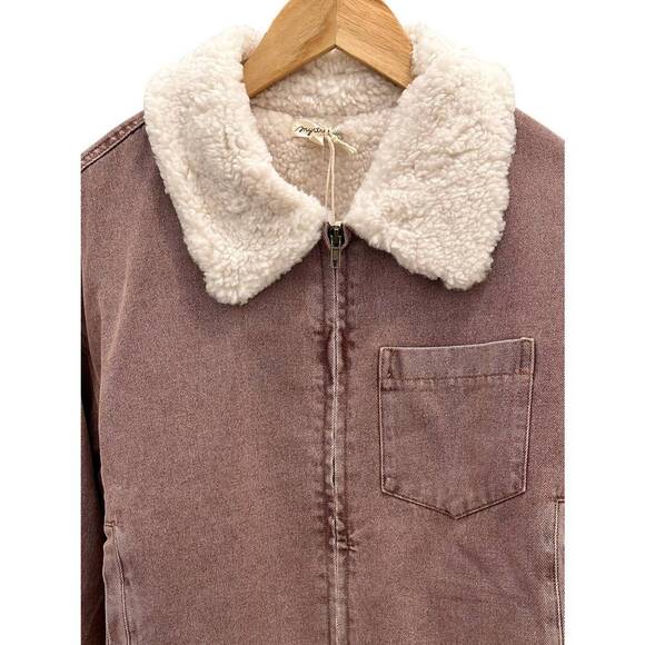 NEW MYSTREE women's blouson denim jacket in rosewood - Picture 2 of 2